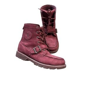Polo Ralph Lauren Burgundy Ranger Boots Kids 5 Women's 7 Leather Lace & Buckle